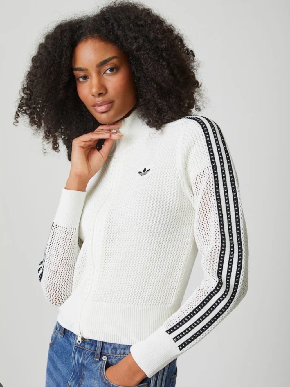 KNITTED CROCHET FIREBIRD TRACK TOP Wonder White Cream - Picture 14 of 16